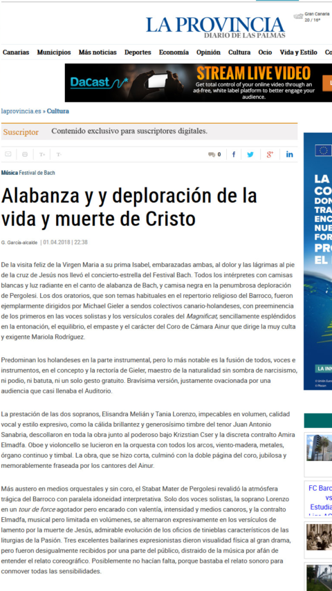 La Provincia: Alabanza y deploración de la vida y muerte de Cristo