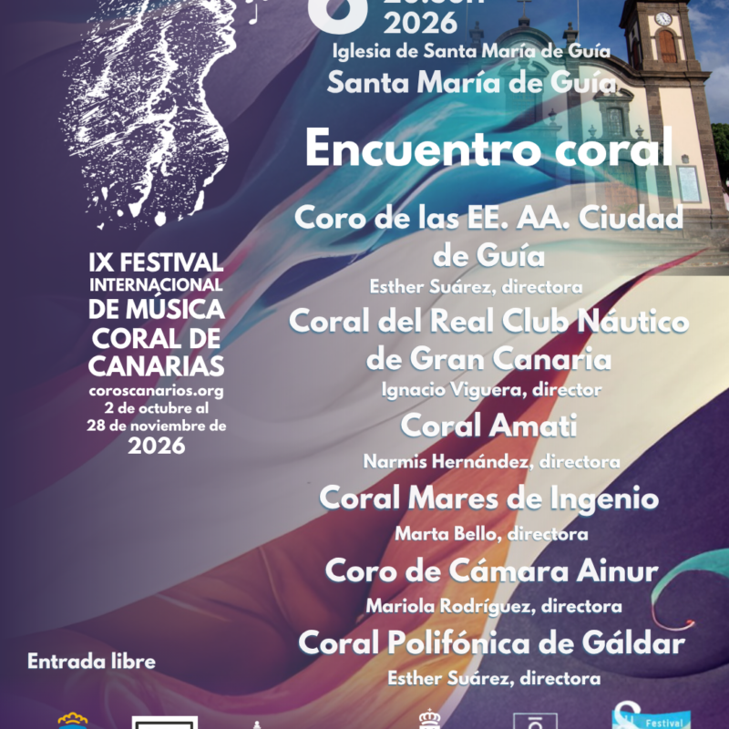 Participaremos en el Encuentro Coral en Santa María de Guía dentro del FIMCCanarias2026